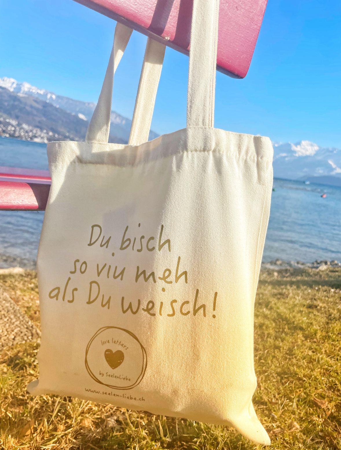 Stofftasche mit liebevollen Schweizer Mundart-Sprüchen