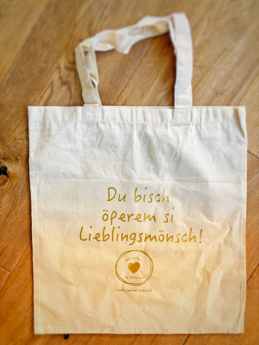 Stofftasche mit liebevollen Schweizer Mundart-Sprüchen