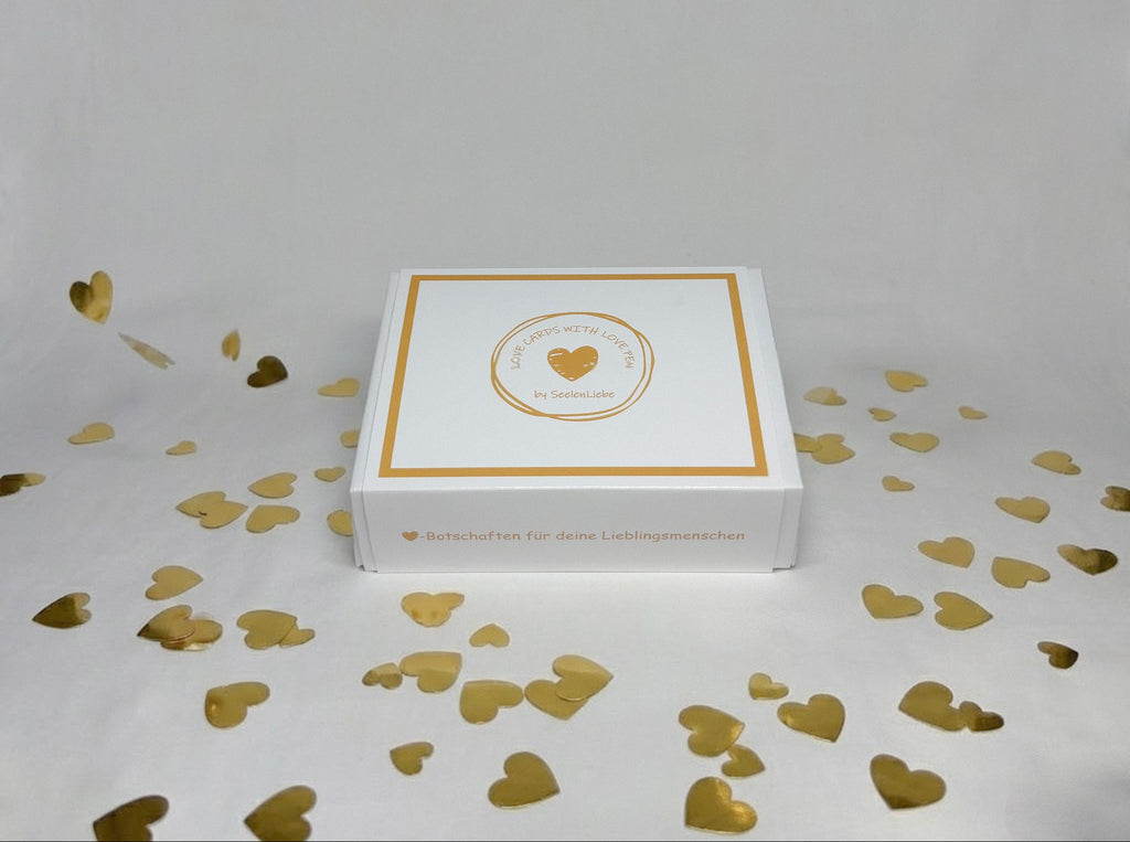 Geschenk-Set „Love Cards“ mit Love Pen – 16 Herzensbotschaften zum Verschenken
