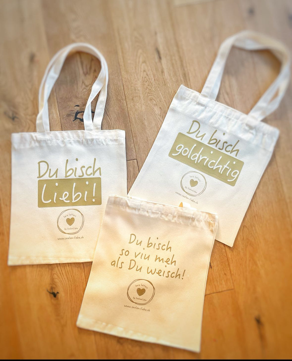 Stofftasche mit liebevollen Schweizer Mundart-Sprüchen