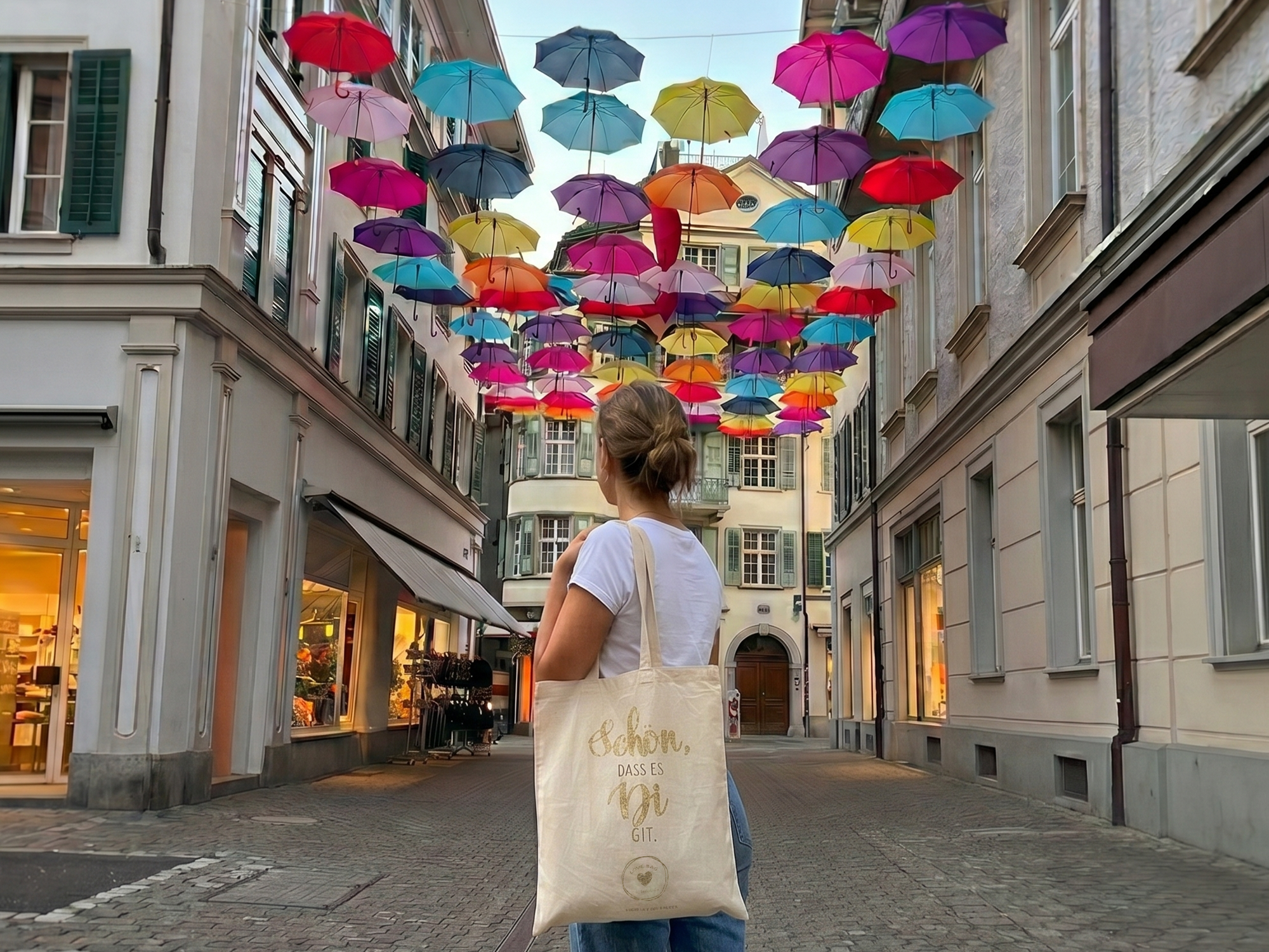 Stofftasche mit liebevollen Schweizer Mundart-Sprüchen